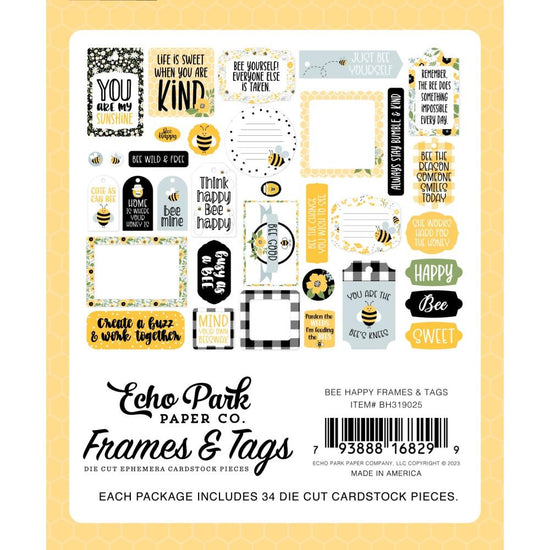 Echo Park Cardstock Ephemera 33/Pkg Frames and Tags Be Happy