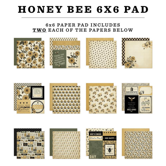 Carta Bella Double-Sided Paper Pad 6"X6" Honey Bee