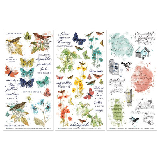 49 And Market Rub-On Transfer Set Blendable Birdsong