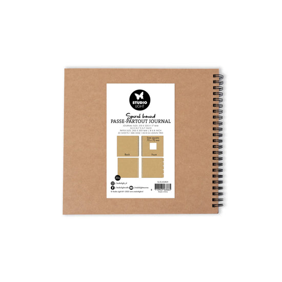 Studio Light Spiral Passe-Partout Journal 8x8 inch, Kraft Essentials 1 Piece