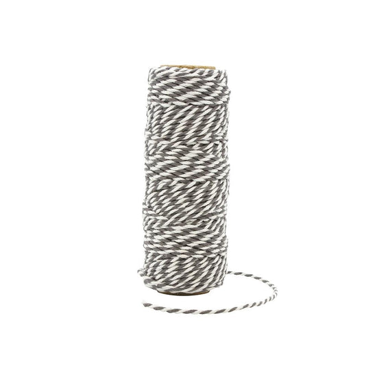 Craft Perfect Striped Bakers Twine Pewter Grey