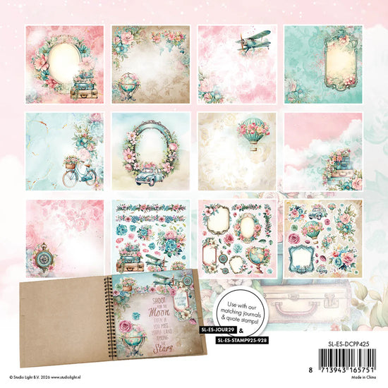 Studio Light Designer Paper Pad Paper & Elements - Vintage Voyage Essentials 36 Sheets