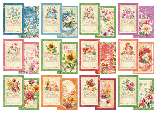 Graphic 45 Ephemera Card Set Calendar, Season To Celebrate