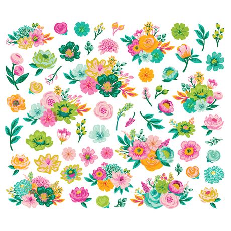 Simple Stories Floral Bits & Pieces Die Cuts Color Me Happy