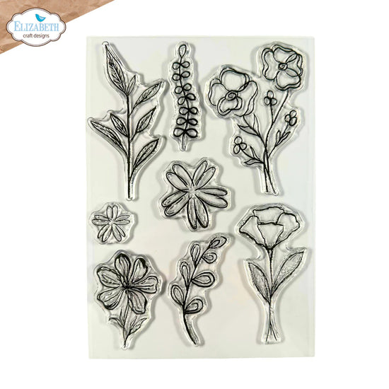 Elizabeth Craft Flower Scribbles Stamp and Die Set