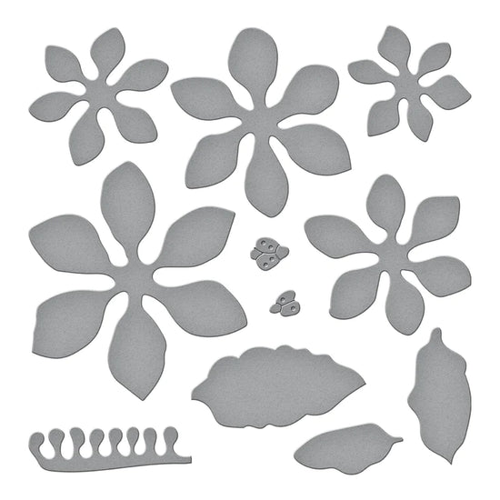 POM POM DAHLIA AND LADYBUGS ETCHED DIES FROM THE BIRDS & BEES GARDEN COLLECTION BY SUSAN TIERNEY-COCKBURN
