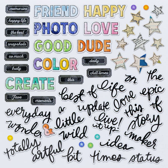49 And Market Chipboard Bits Icons and Titles Artful Moments