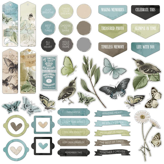 49 And Market Chipboard Set Bits, Vintage Artistry Moonlit Garden
