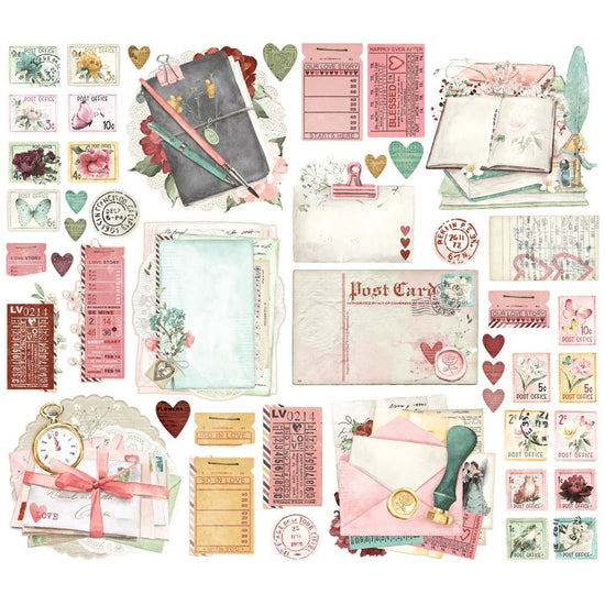 Simple Vintage Love Story Bits & Pieces Die-Cuts 47/Pkg Ephemera