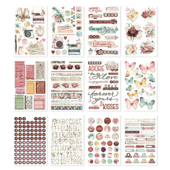 Simple Stories Sticker Book 12/Sheets Simple Vintage Love Story