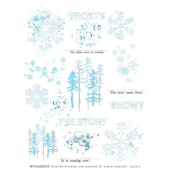 49 And Market Rub-On Transfer Set 6"X8" Winter Stories