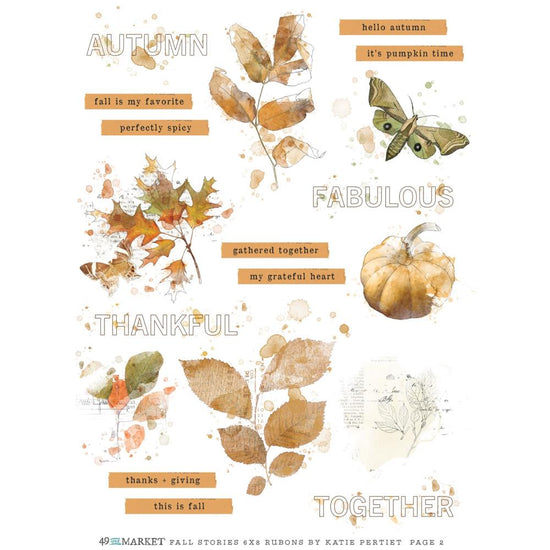 49 And Market Rub-On Transfer Set 6"X8" Fall Stories