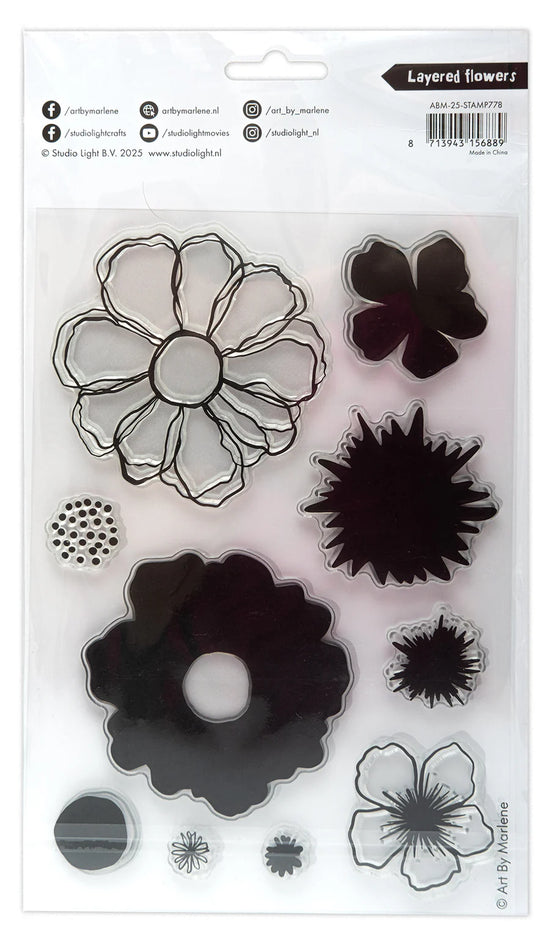 Art by Marlene Clear Stamp Layered Flowers Art By Marlene 10 PC