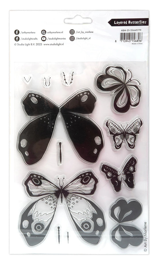 Art by Marlene Clear Stamp Layered Butterflies Art By Marlene 12 PC