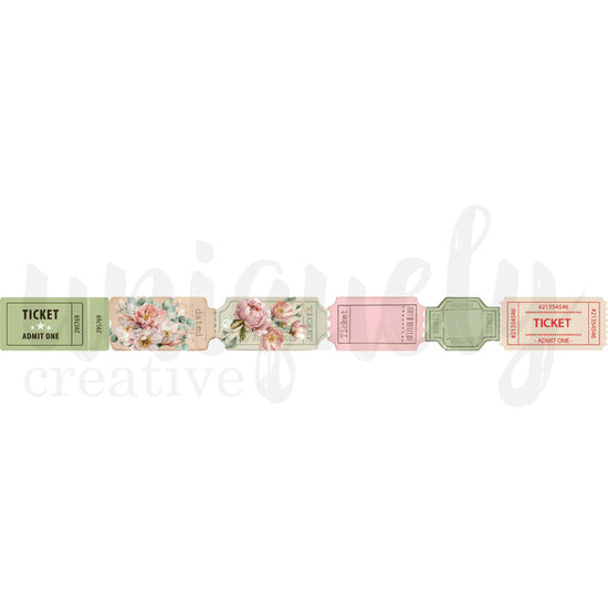 Uniquely Creative TEA & TRANQUILITY VINTAGE TICKETS WASHI TAPE 30MM