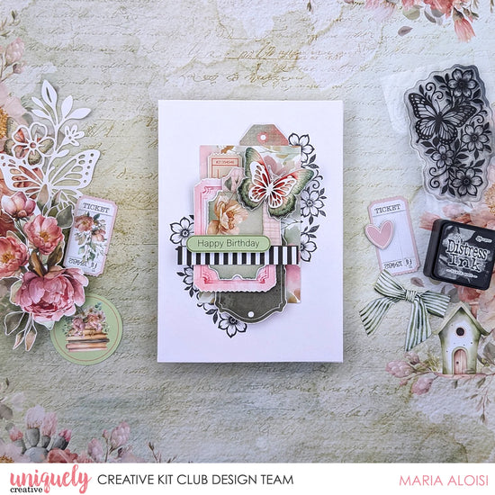 Uniquely Creative TEA & TRANQUILITY WINGS & WILDFLOWERS PHOTOPOLYMER STAMP