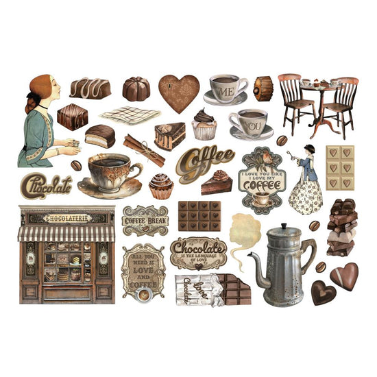 Stamperia Cardstock Ephemera Adhesive Paper Cut Outs Coffee and Chocolate