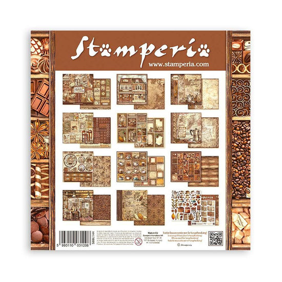 Stamperia Double-Sided Paper Pad 12"X12" 10/Pkg Coffee And Chocolate, 10 Designs/1 Each