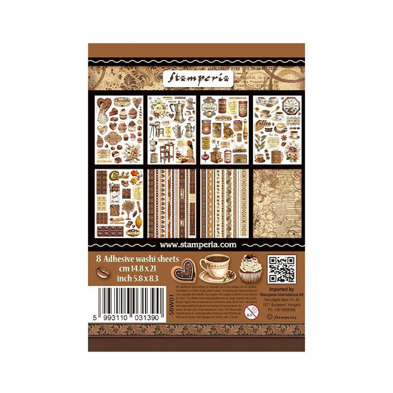 Stamperia A5 Washi Pad 8/Pkg Coffee and Chocolate