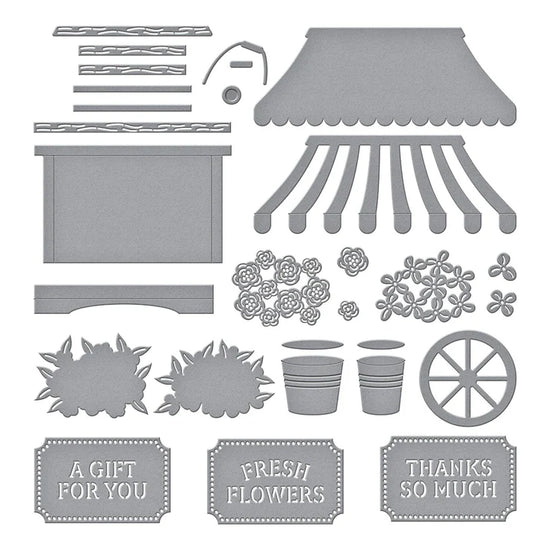 Spellbinders FLOWER CART ETCHED DIES FROM THE SIMPLE VINTAGE FLOWER SHOPPE COLLECTION WITH SIMPLE STORIES
