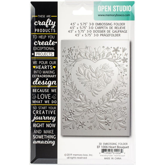 Memory Box 3D Embossing Folder 4.5"X5.75" Heart Bouquet