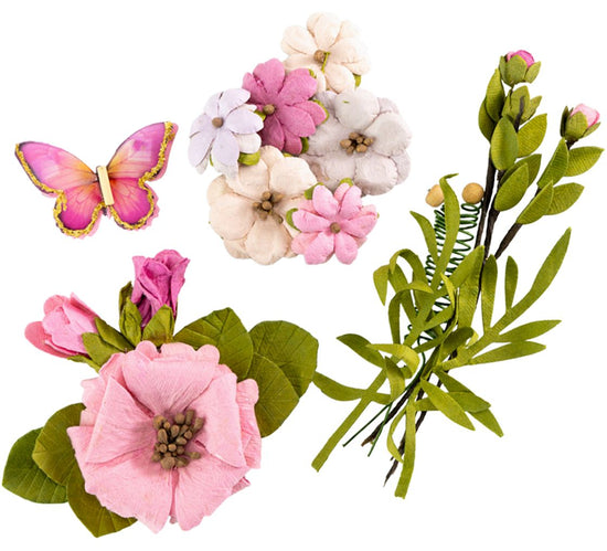 Little Birdie Handmade Sierra Flowers 15/Pkg Vintage Pink