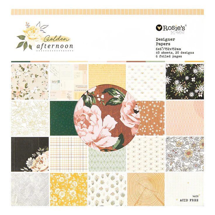 Spellbinders ROSIE'S STUDIO GOLDEN AFTERNOON 6X6" DESIGNER PAPER PAD ...