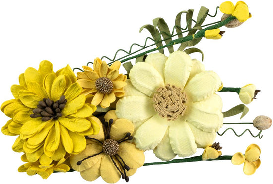 Little Birdie Heleen Paper Flowers 12/Pkg Sunshine