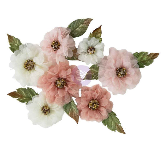 Prima Paper Flowers 14/Pkg Buttons & Keepsakes Sheer Beauties