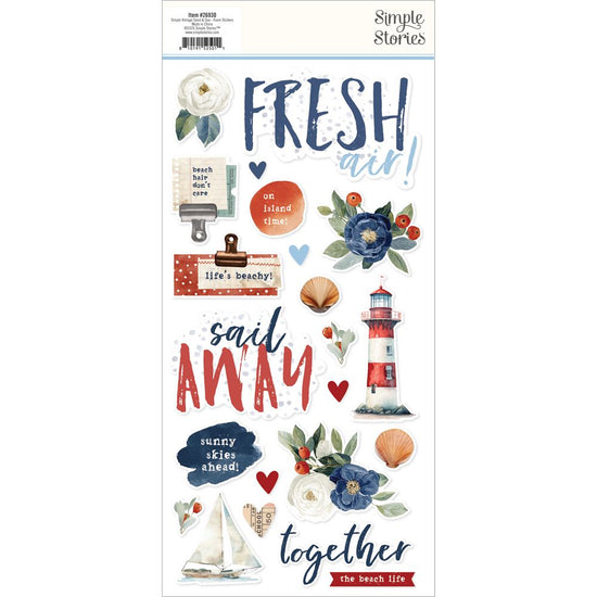 Simple Stories Foam Stickers Vintage Sand & Sea