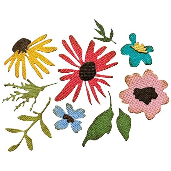 Sizzix 2D Embossing Folder and Thinlits 11/Pkg by Tim Holtz Vault Side-Order Floristry