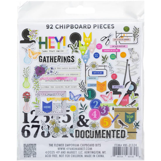 49 And Market Chipboard Bits 92/Pkg The Flower Emporium