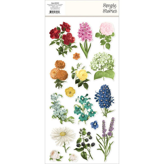 Simple Vintage Essentials Color Palette Foam Stickers 39/Pkg Butterfly and Floral