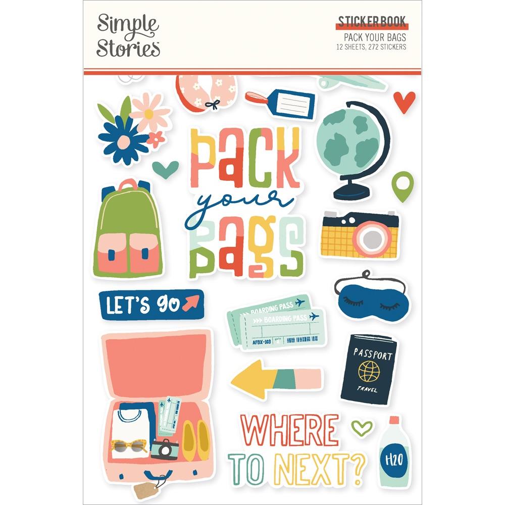 Simple Stories Sticker Book 12/Sheets Pack your Bags – Imaginic Scrapbook