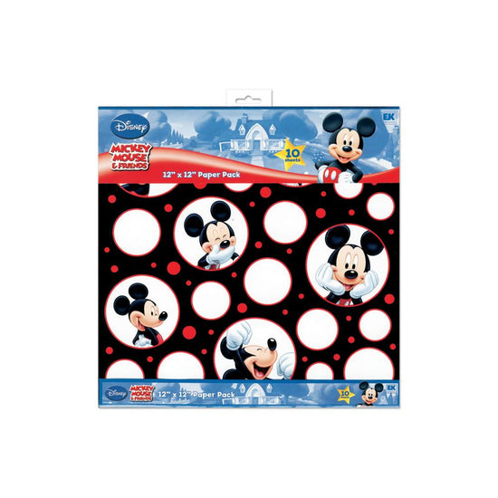 EK Disney Paper Pack 12"X12" 10/Pkg Mickey Black, White & Red; 5 Designs/2ea