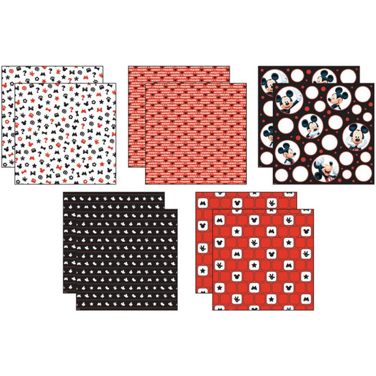 EK Disney Paper Pack 12"X12" 10/Pkg Mickey Black, White & Red; 5 Designs/2ea