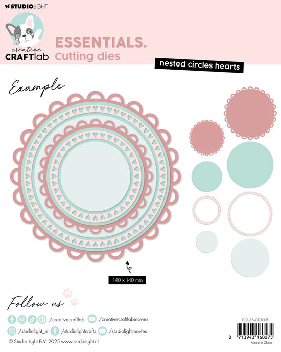 Studio Light Cutting Die Cutting Die Nested Circles Hearts Essentials 8 Pieces