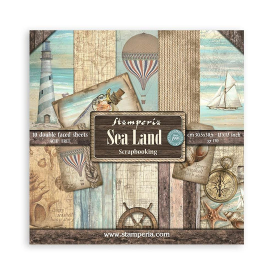 Stamperia Double-Sided Paper Pad 12"X12" 10/Pkg  Sea Land, 10 Designs/1 Each