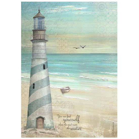 Stamperia Rice Paper Sheet A4 Sea Land Lighthouse