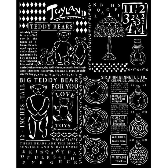 Stamperia Stencil 7.87"X9.84" Brocante Antiques Teddy Bear