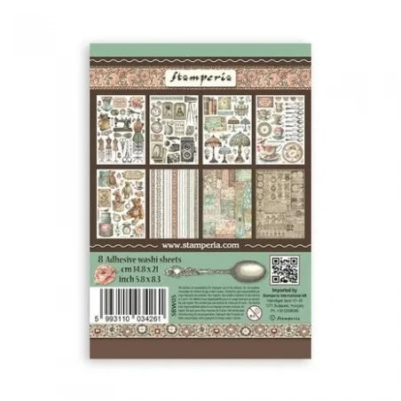 Stamperia A5 Washi Pad 8/Pkg Brocante Antiques