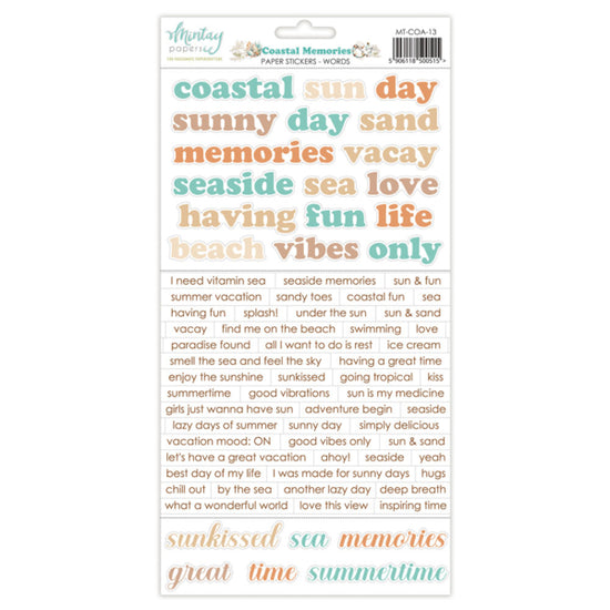 Mintay 6 X 12 PAPER STICKERS -Coastal Memories  - WORDS