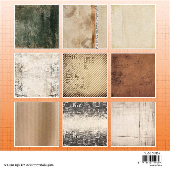 Studio Light Grunge Paper Pad 8"X8" 36/Pkg Nr. 136, Vintage