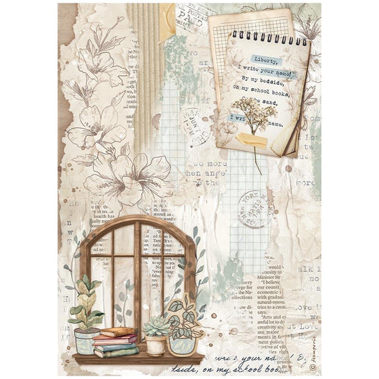 Stamperia Rice Paper Sheet A4 Happiness Secret Diary Window