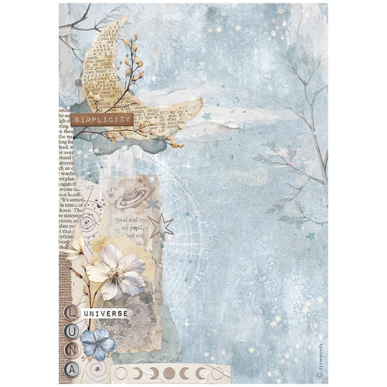 Stamperia Rice Paper Sheet A4 Happiness Secret Diary Moon