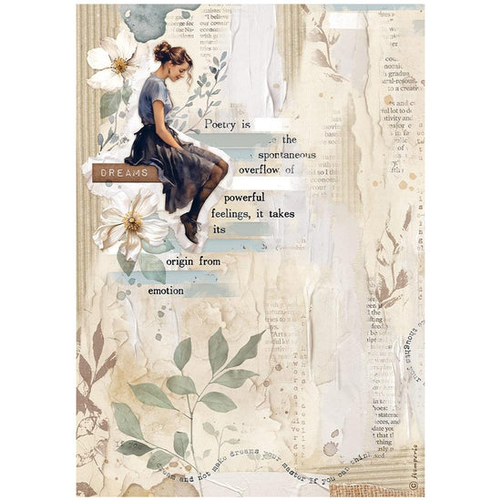 Stamperia Rice Paper Sheet A4 Happiness Secret Diary Lady