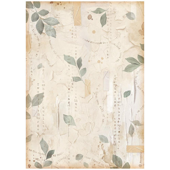 Stamperia Rice Paper Sheet A4 Happiness Secret Diary Leaves