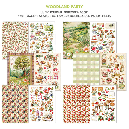 Ciao Bella Woodland Party Junk Journal & Ephemera Book A4 32/Pkg