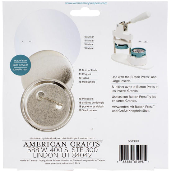 We R Memory Keepers Button Press Refill Pack 18/Pkg Large (58mm)