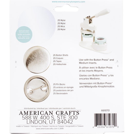 We R Memory Keepers Button Press Refill Pack 25/Pkg Medium (37mm)